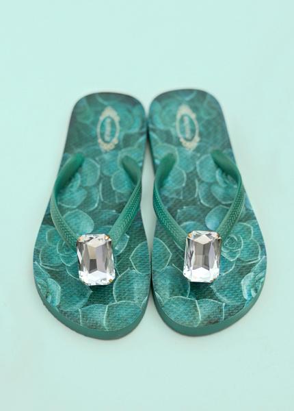 Jewel Flip Flops in Jade 