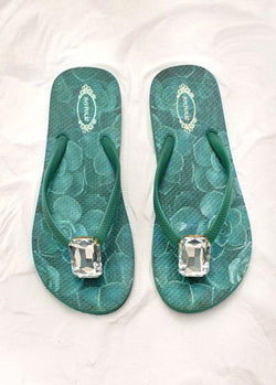 Jewel Flip Flops in Jade 