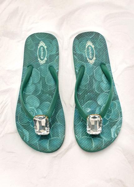 Jewel Flip Flops in Jade 