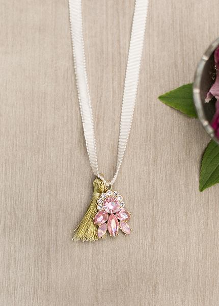 Jewel Tassel Necklace in Blush