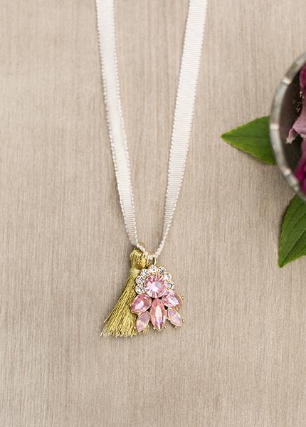 Jewel Tassel Necklace in Blush