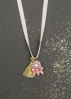 Jewel Tassel Necklace in Blush 