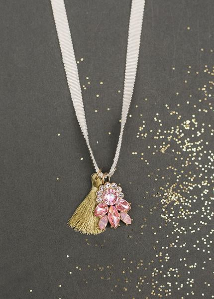 Jewel Tassel Necklace in Blush 