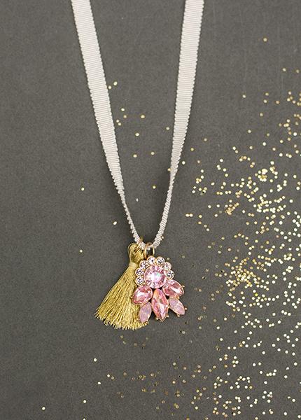 Jewel Tassel Necklace in Blush