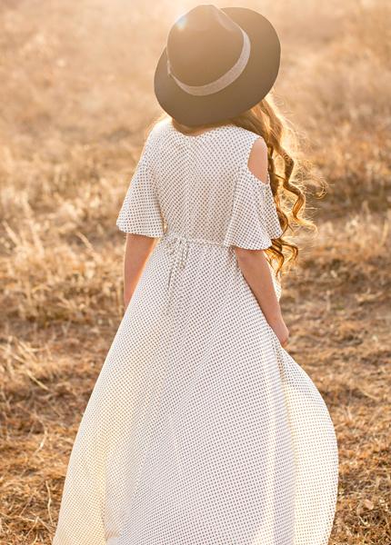 Lakey Romper in Cream Dot