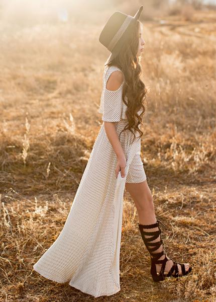 Lakey Romper in Cream Dot