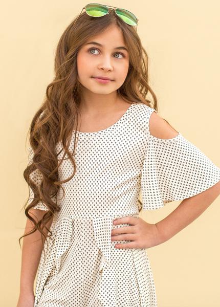 Lakey Romper in Cream Dot