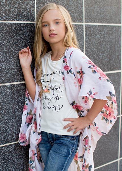 Lara Duster in Cream Floral