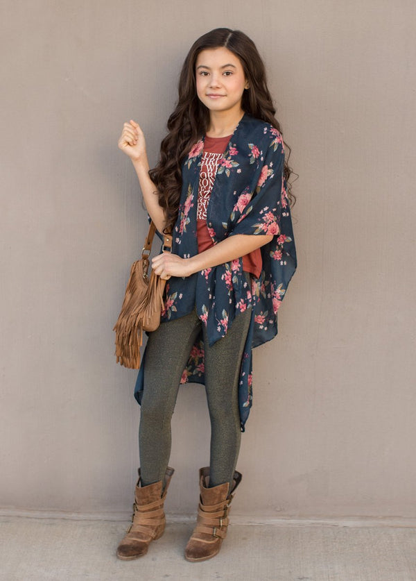 Lara Duster in Indigo Floral