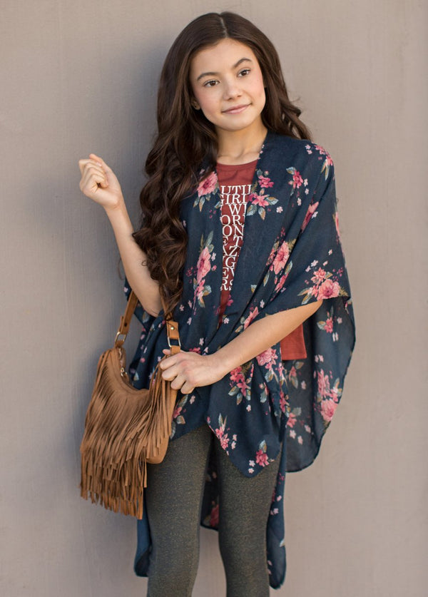 Lara Duster in Indigo Floral