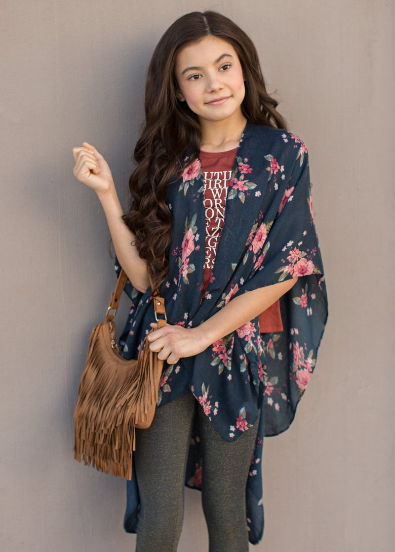 Lara Duster in Indigo Floral