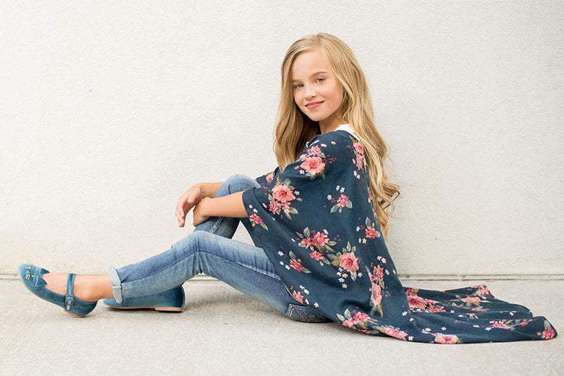Lara Duster in Indigo Floral