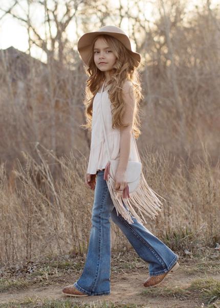 Greta Flares in Light Distressed