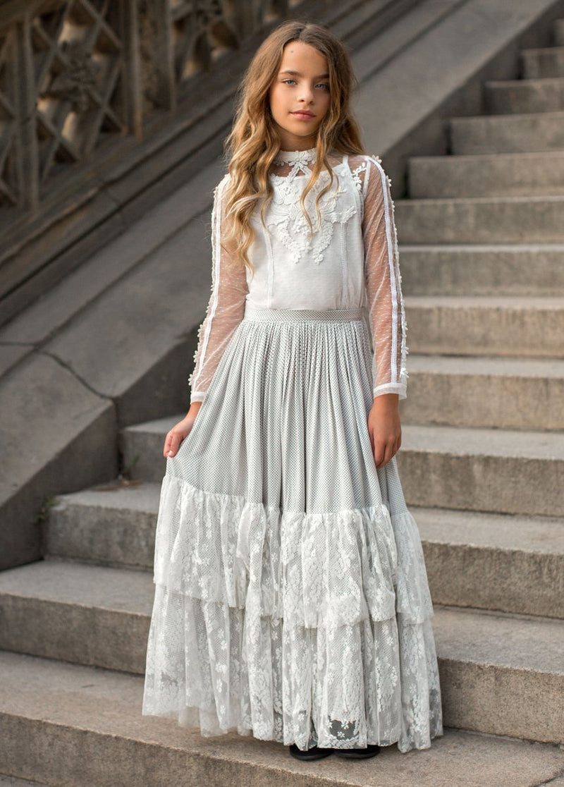 Ada Skirt in Cream Dot