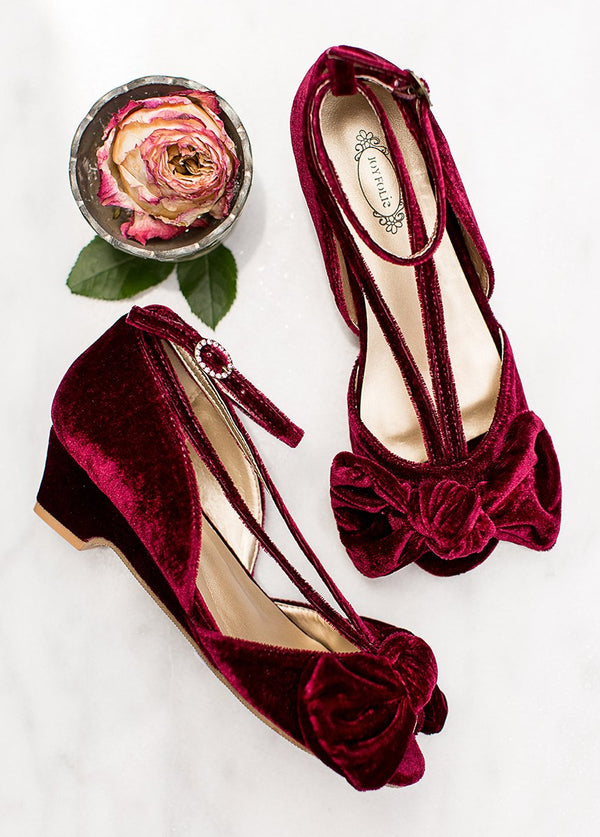 Lucia Heel in Berry Velvet 
