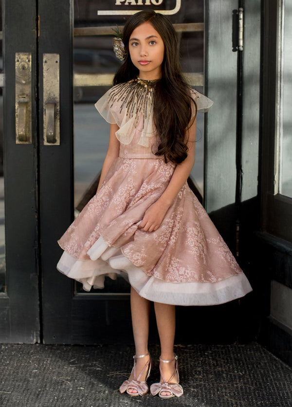 Lucia Heel in Blush Satin