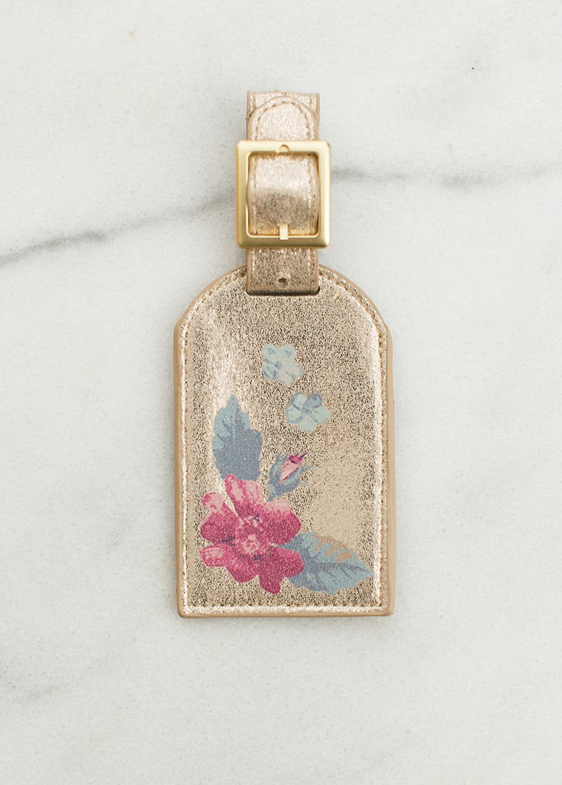 *NEW* Au Revoir Floral Luggage Tag in Metallic