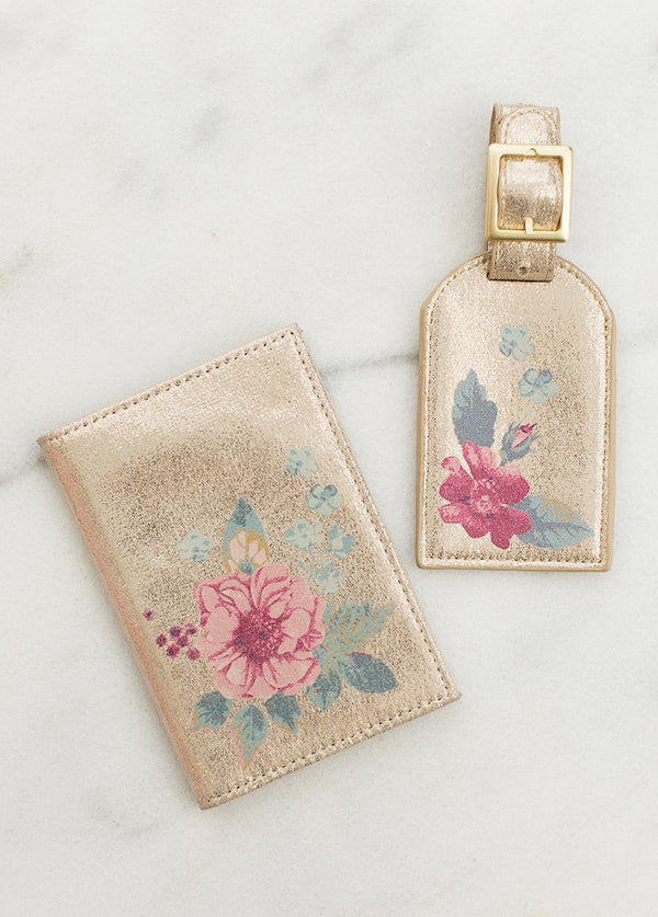 *NEW* Au Revoir Floral Luggage Tag in Metallic