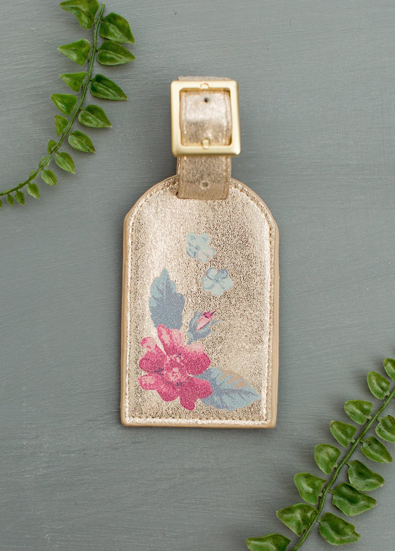 *NEW* Au Revoir Floral Luggage Tag in Metallic