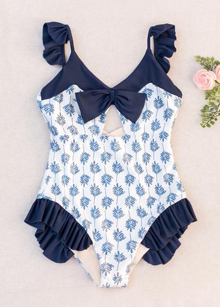 Marina Swimsuit in Blue Leaf