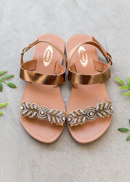 Women's Nikita Leather Sandals in Bronze