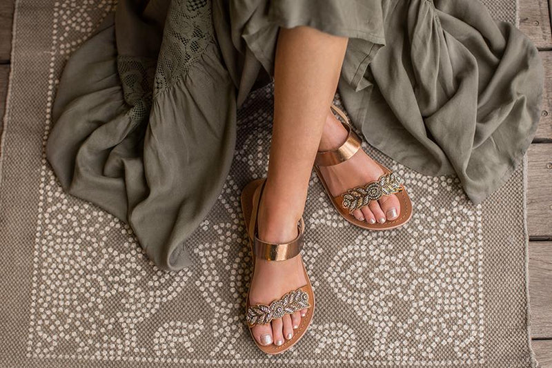 Women's Nikita Leather Sandals in Bronze