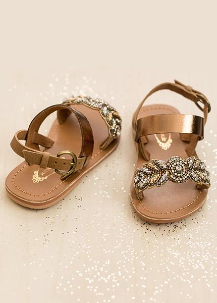 Natalie Leather Sandals in Bronze