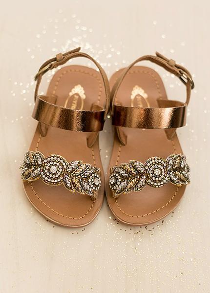 Natalie Leather Sandals in Bronze