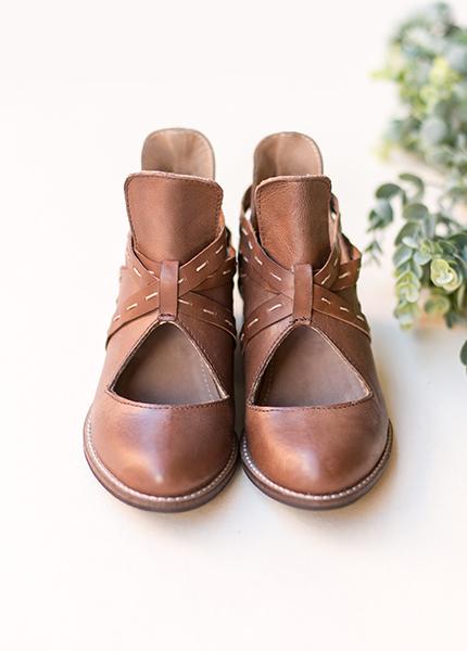 Oralie Leather Ankle Boot in Brown