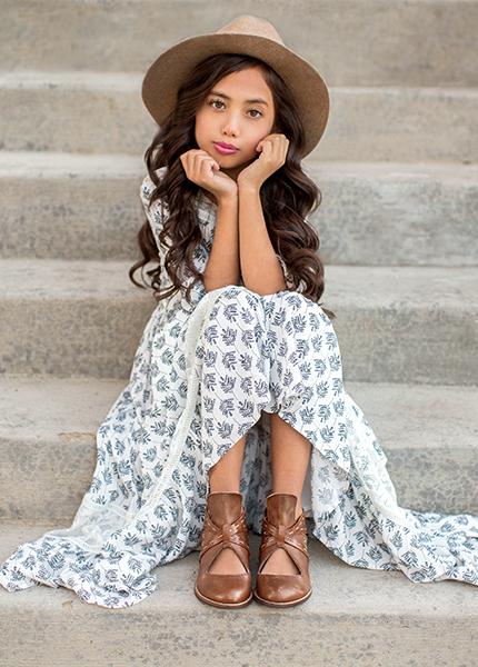 Oralie Leather Ankle Boot in Brown
