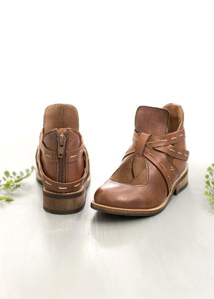 Oralie Leather Ankle Boot in Brown
