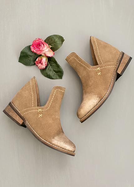 Oralie Leather Ankle Boot in Metallic