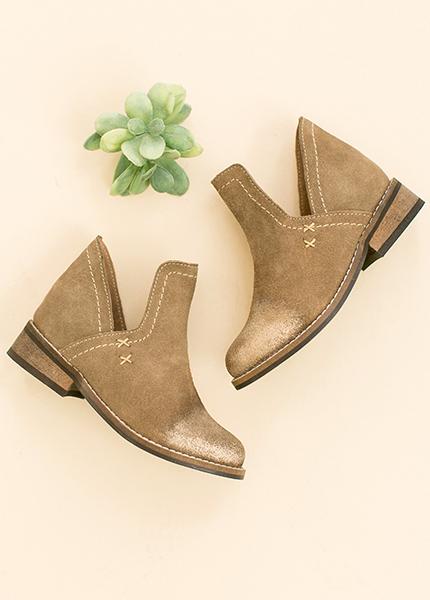 Oralie Leather Ankle Boot in Metallic