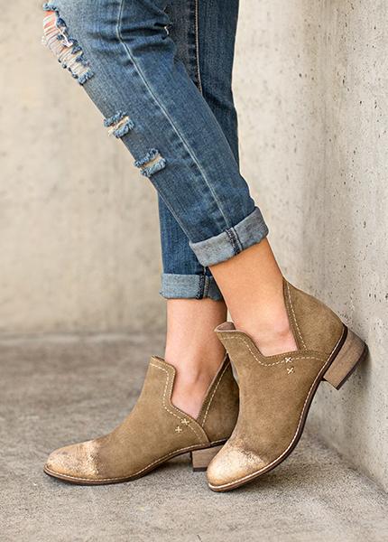 Oriana Leather Ankle Boot in Metallic