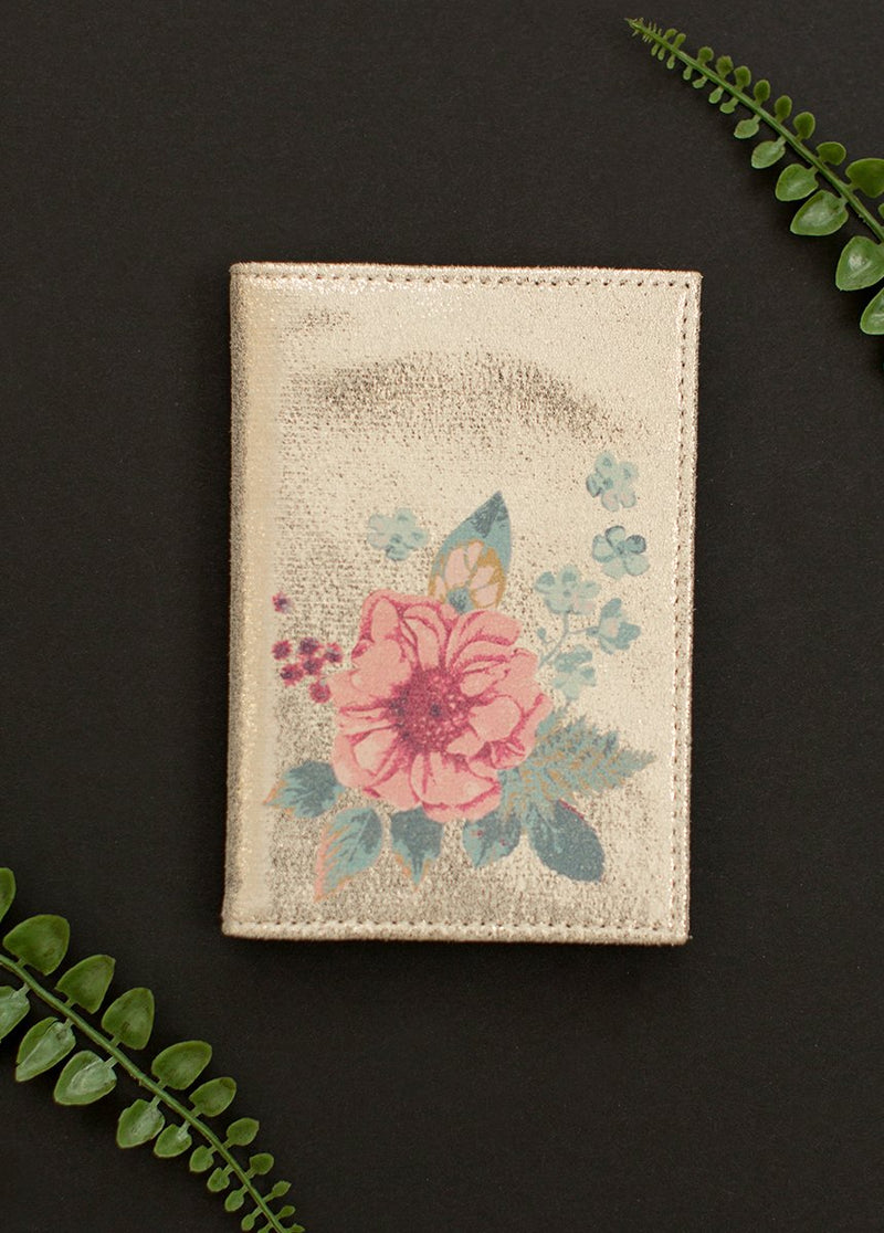 *NEW* Au Revoir Floral Passport Case in Metallic