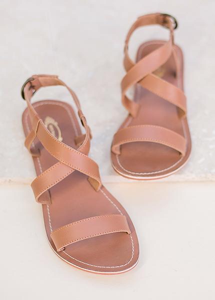 Renee Leather Sandals in Cognac
