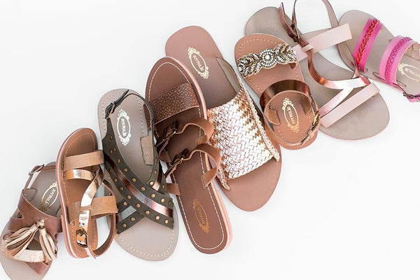 Aerin Leather Sandals in Gold