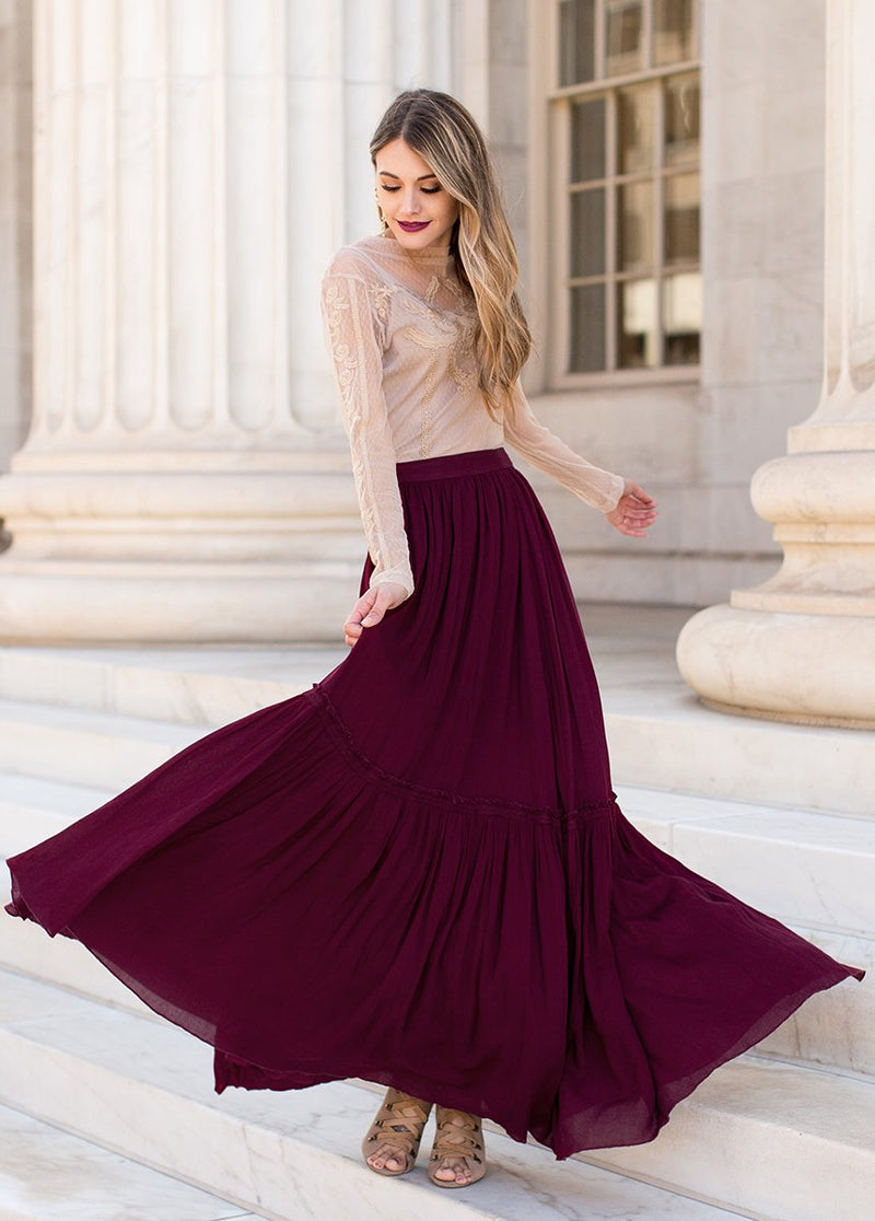 Savannah Skirt in Bordeaux