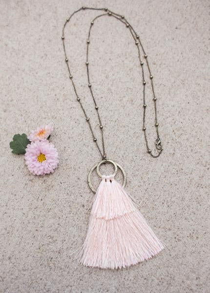 Tassel Necklace in Coral