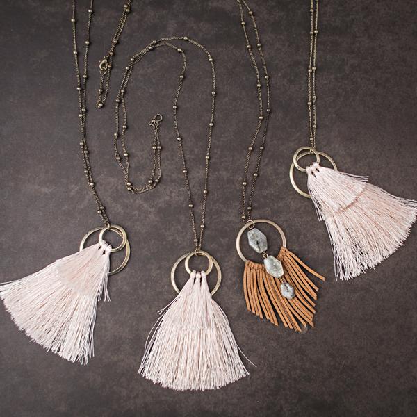 Tassel Necklace in Coral