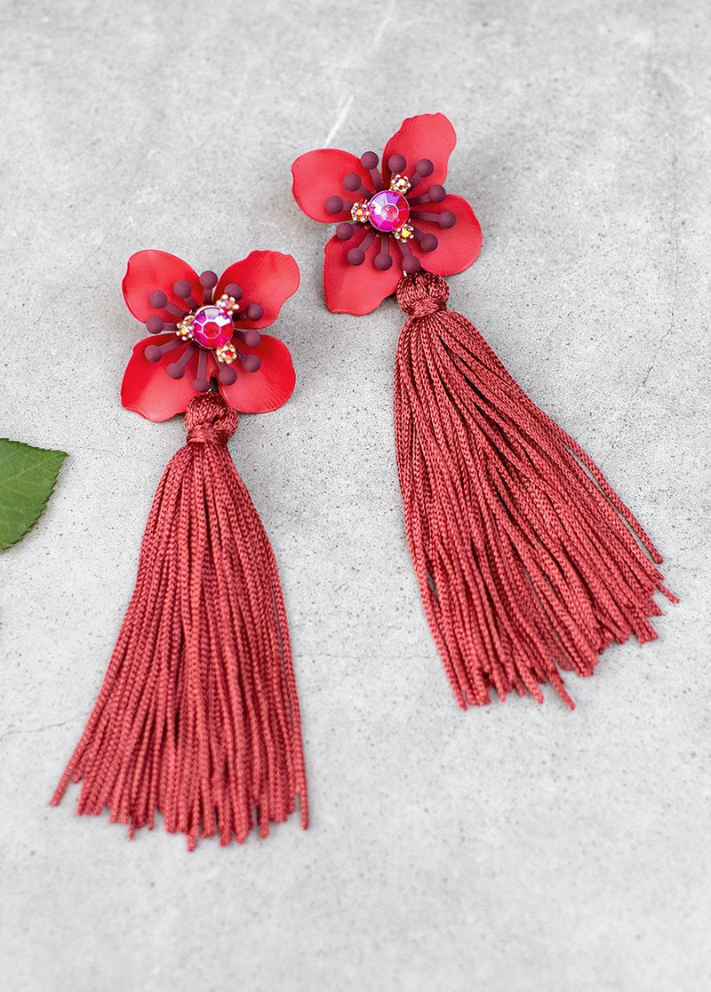Tessa Earrings in Crimson