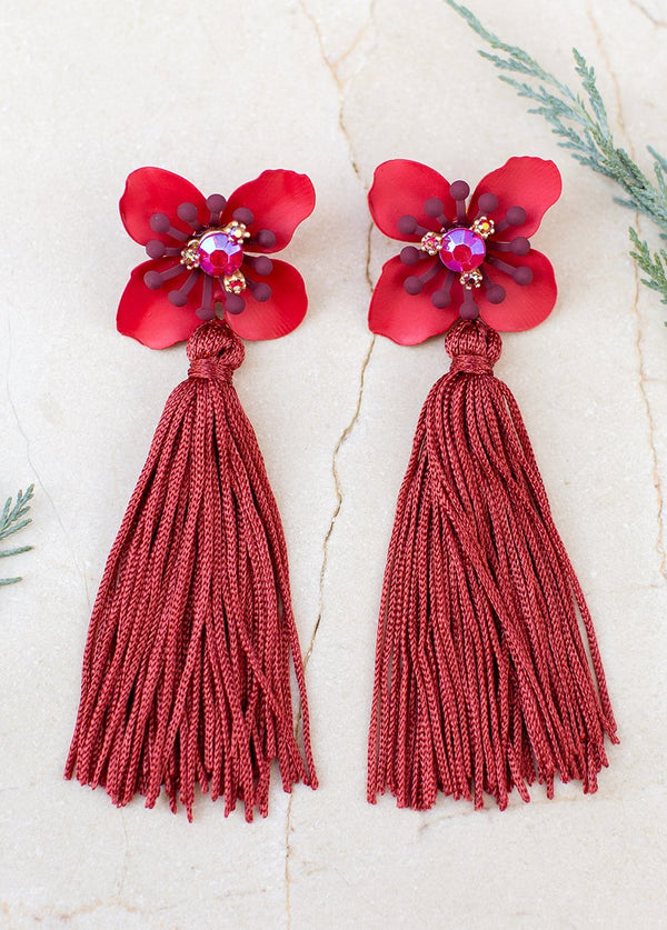 Tessa Earrings in Crimson