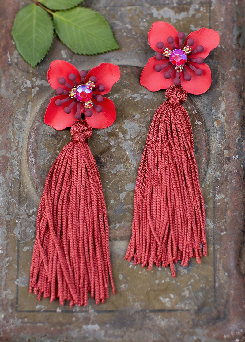Tessa Earrings in Crimson