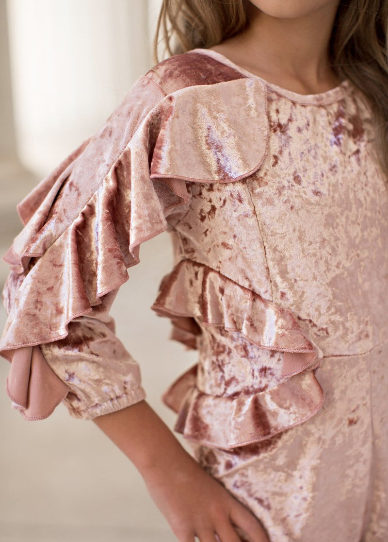 Veronica Romper in Blush Velvet