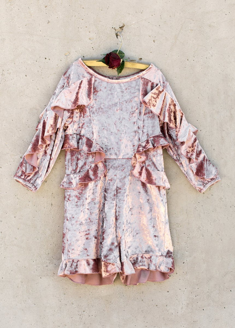 Veronica Romper in Blush Velvet