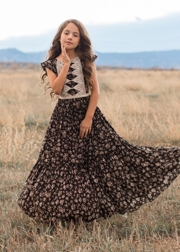Viola Dress in Black Floral