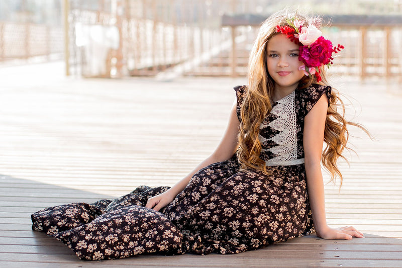 Viola Dress in Black Floral