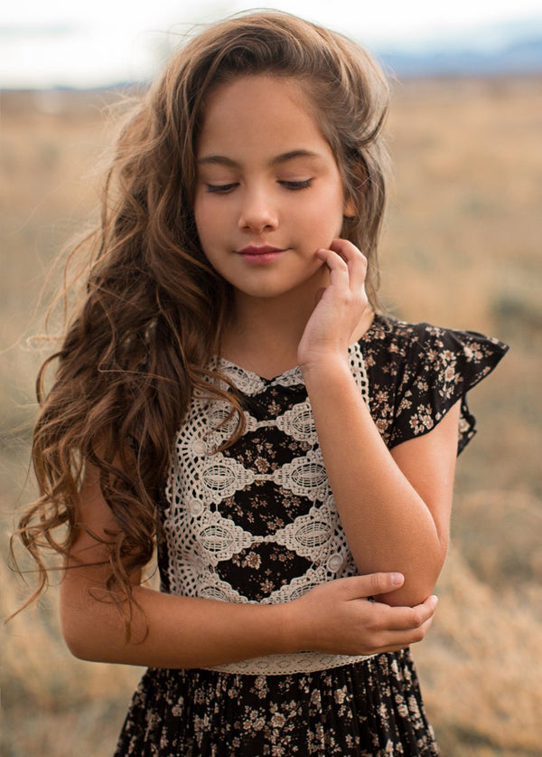 Viola Dress in Black Floral