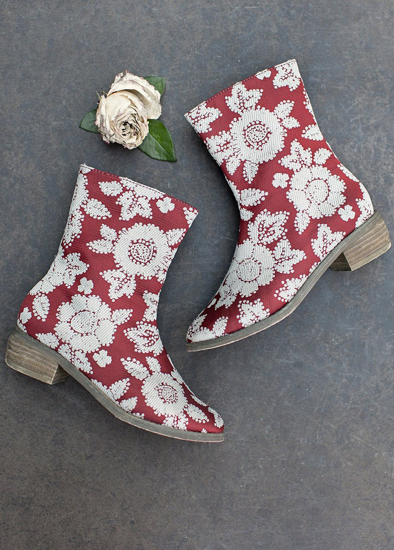 Wren Booties in Red Floral