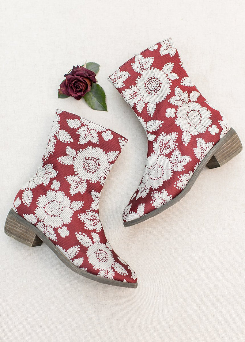 Wren Booties in Red Floral